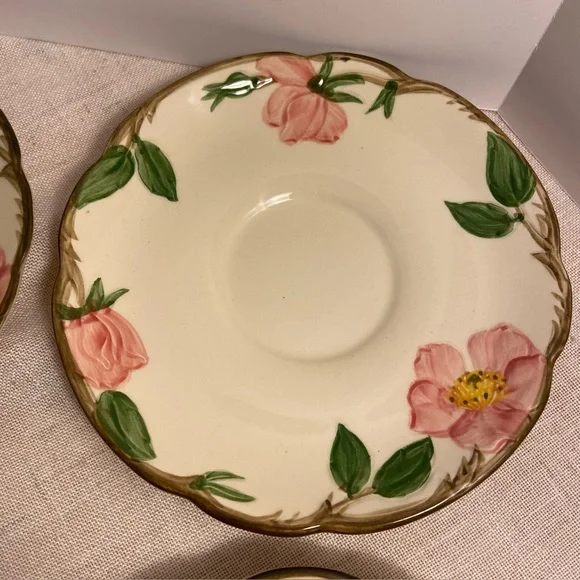 Vintage Franciscan Desert Rose 5 plate LOT teacup saucer plates pink floral MCM - Picture 16 of 16